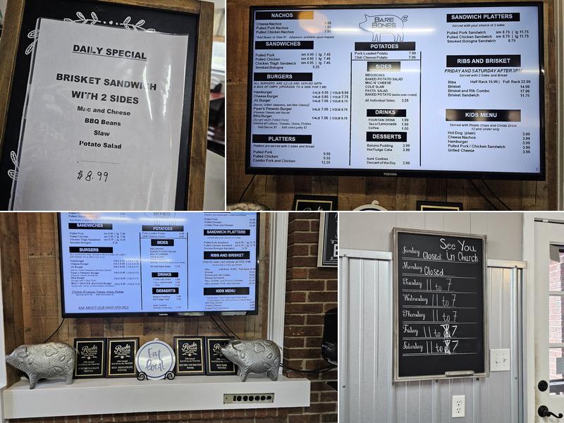 Bare Bones BBQ Menu