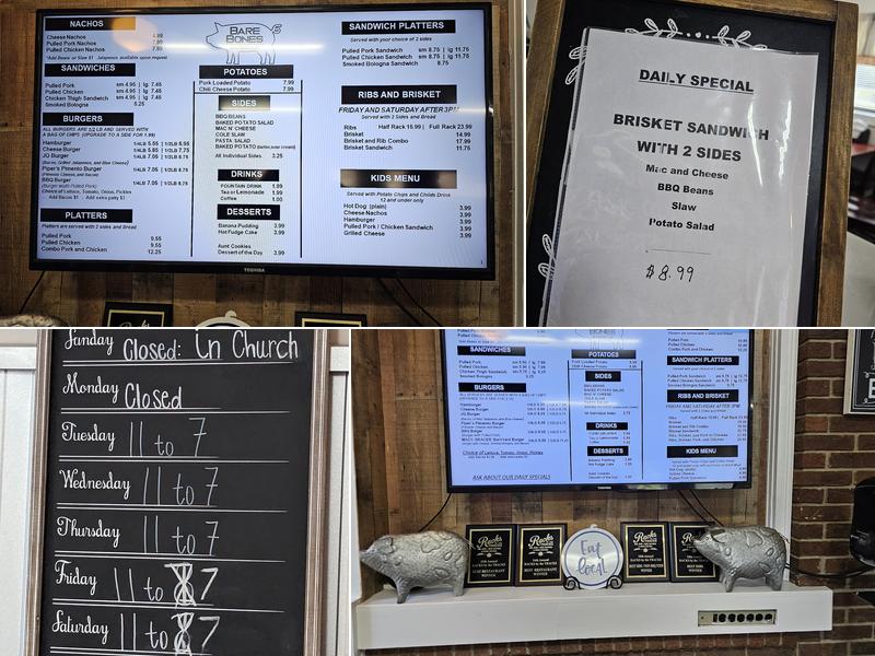 Bare Bones BBQ Menu
