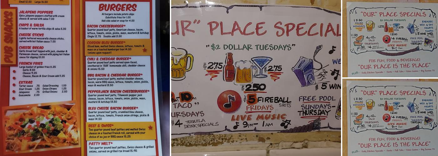 Our Place Pub & Eatery Inc Menu
