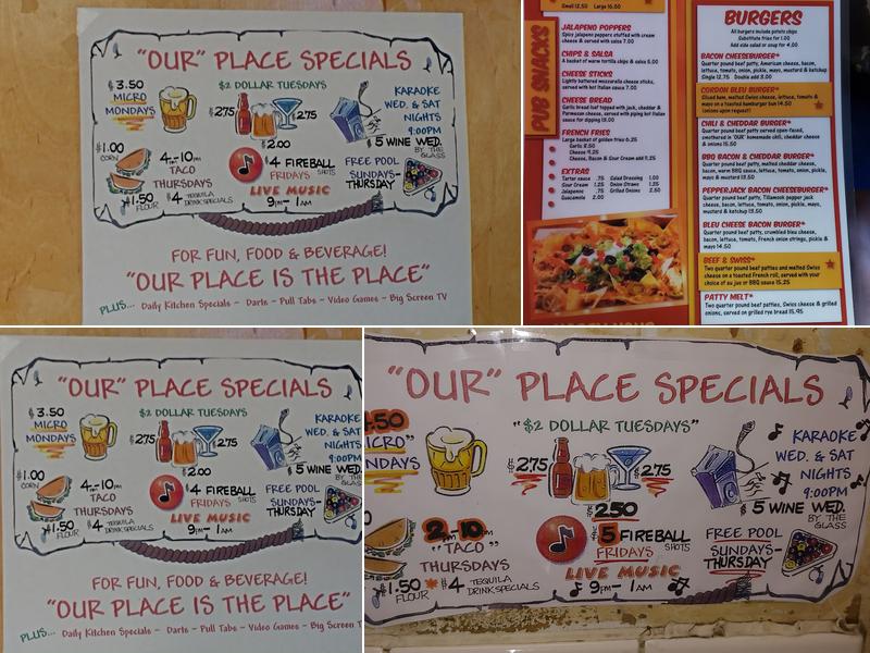 Our Place Pub & Eatery Inc Menu