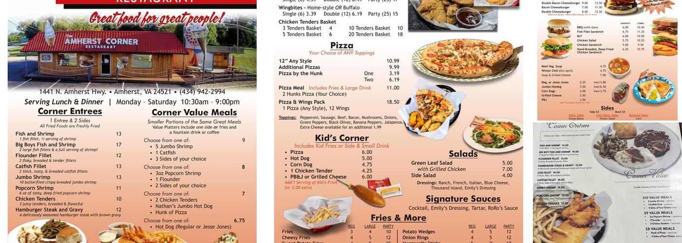 The Amherst Corner Restaurant Menu