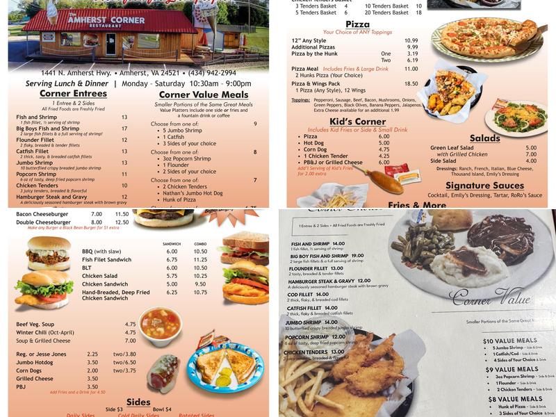 The Amherst Corner Restaurant Menu