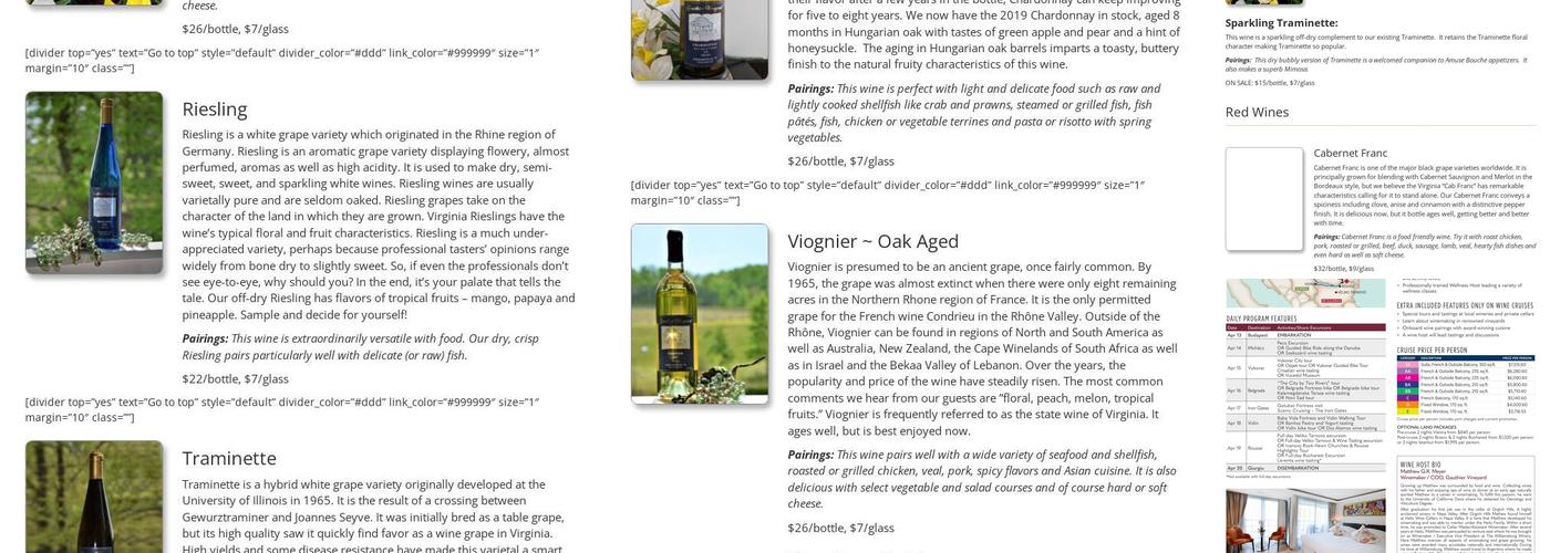 Gauthier Vineyard Menu