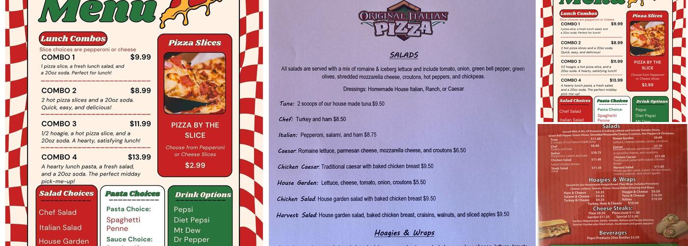 Original Italian Pizza of West Virginia Menu