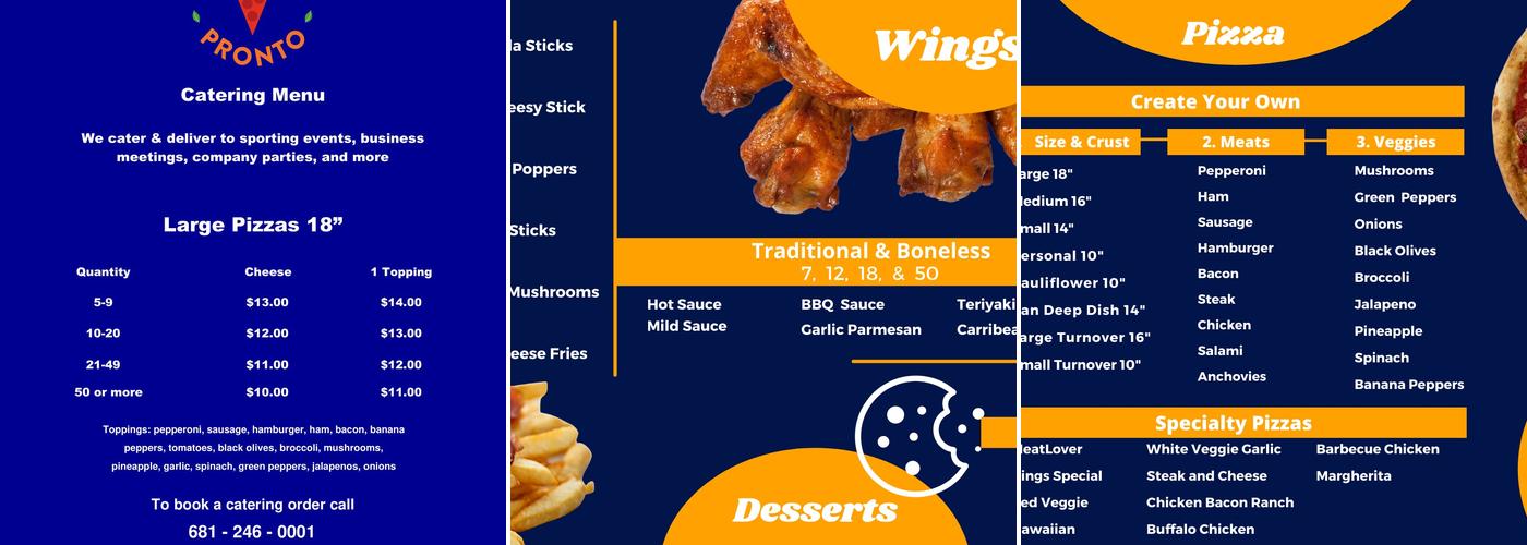 King's Pizza Pronto Menu