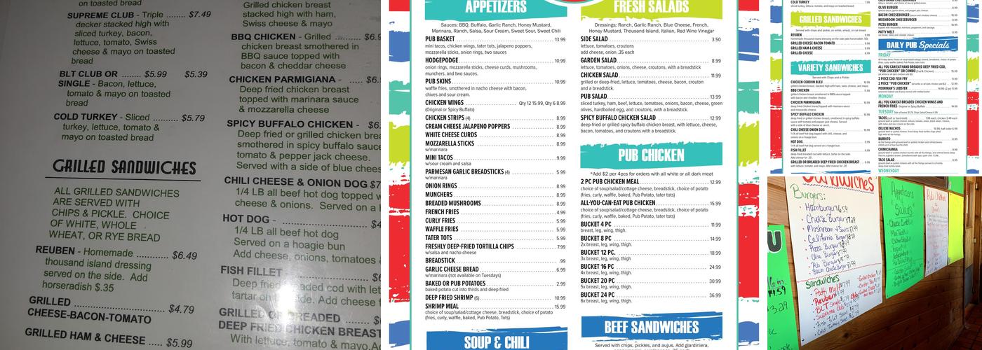 Around The Corner Pub Menu