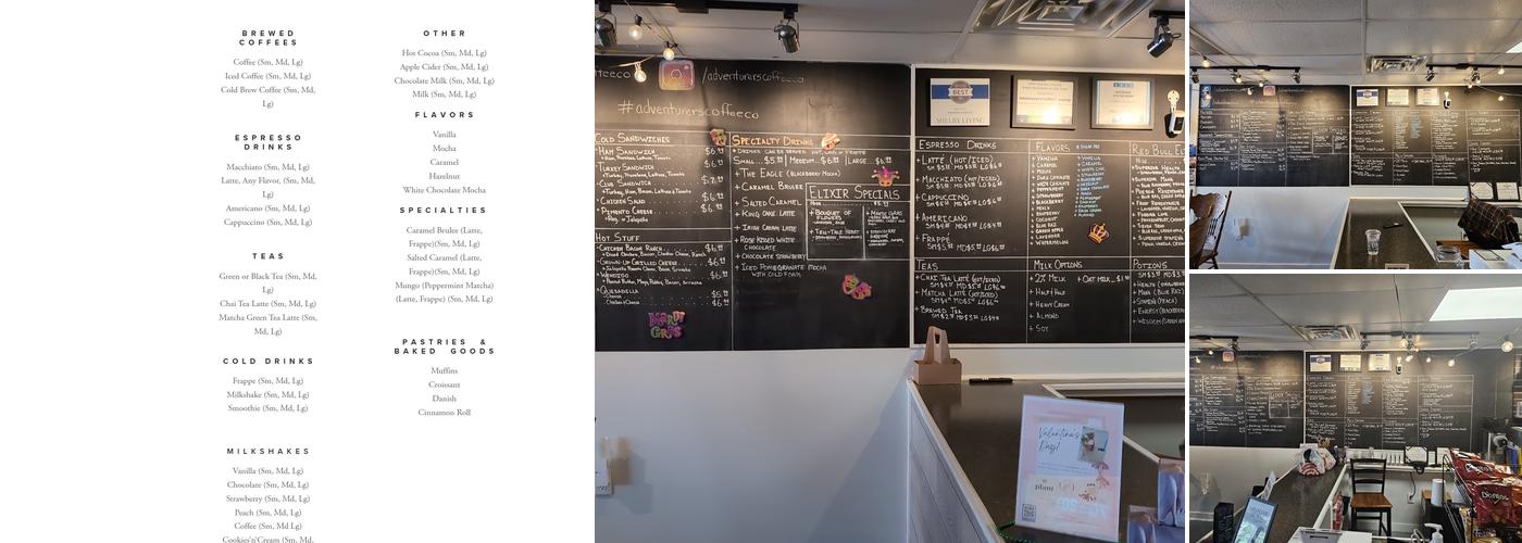 Adventurer's Coffee Co. Menu