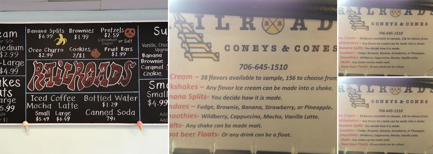 Railroads Ice Cream Menu