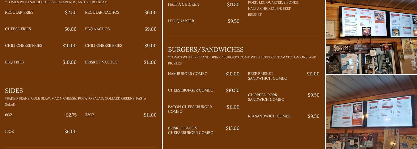 Double D’s Brickhouse BBQ LLC Menu
