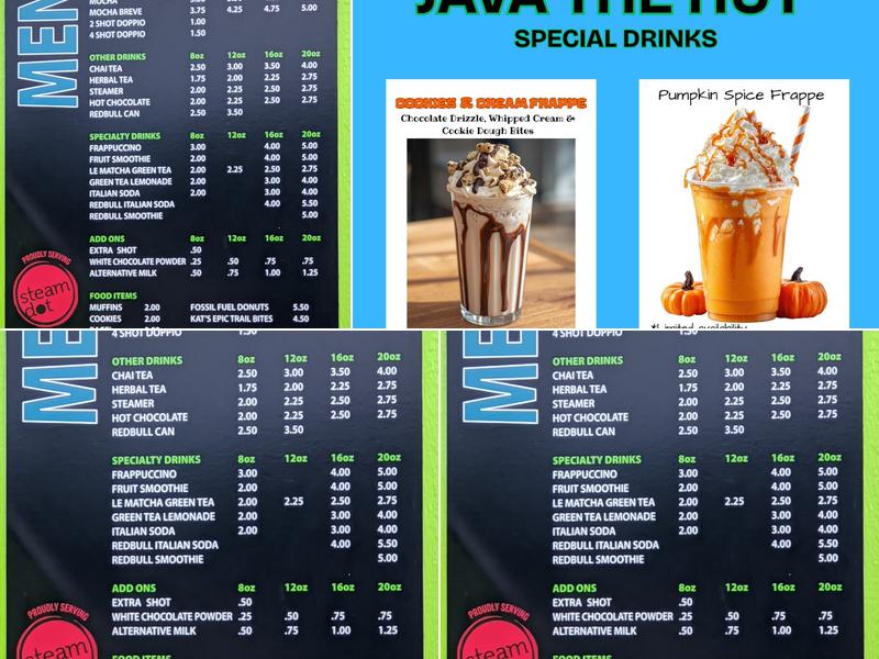 Java The Hut Menu