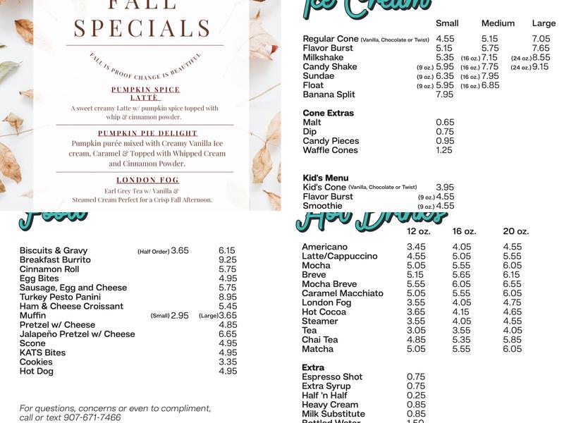 Little Millers Lucus Ice Cream Menu