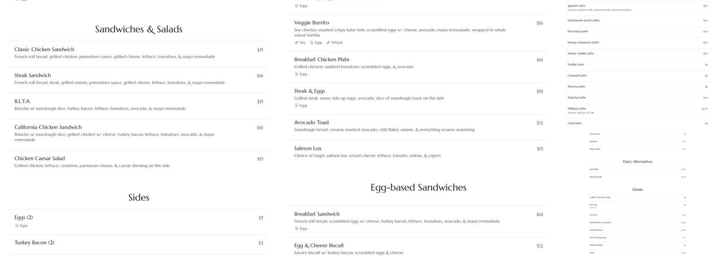 Civilization Cafe Menu