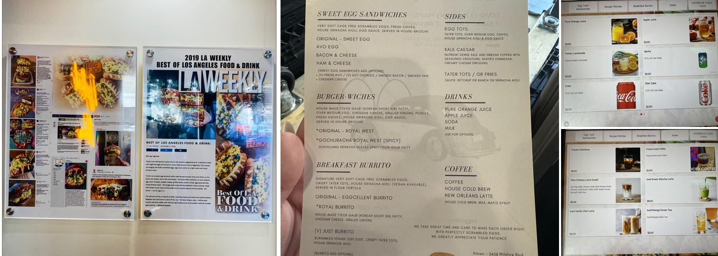 Egg Tuck Menu