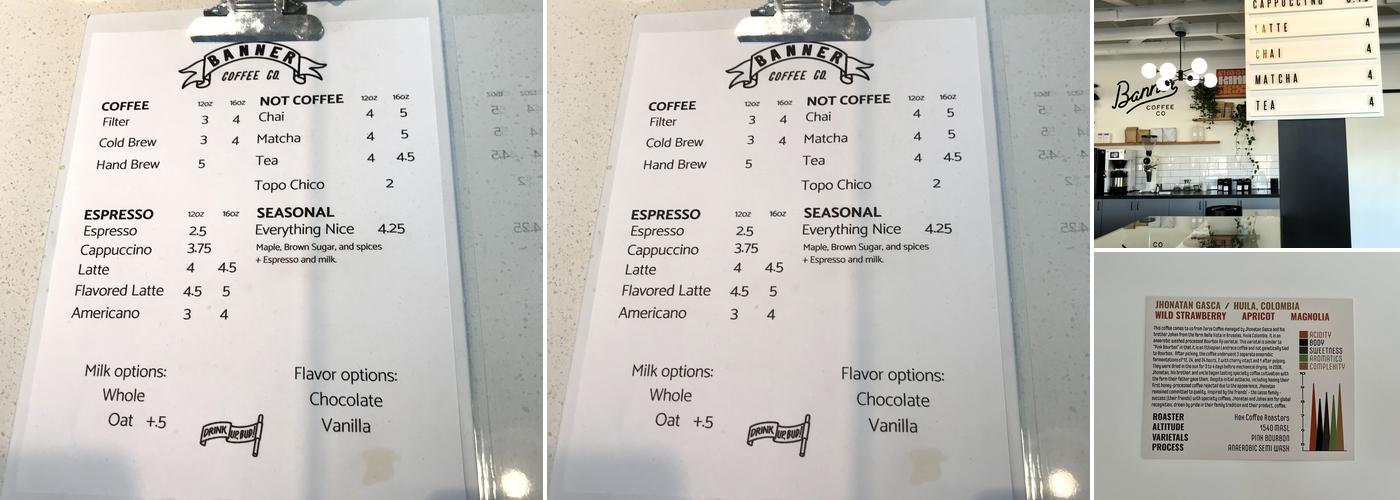 Banner Coffee Company Menu