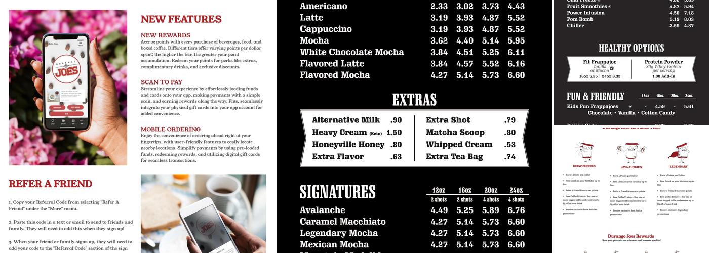 Durango Joes Coffee Menu