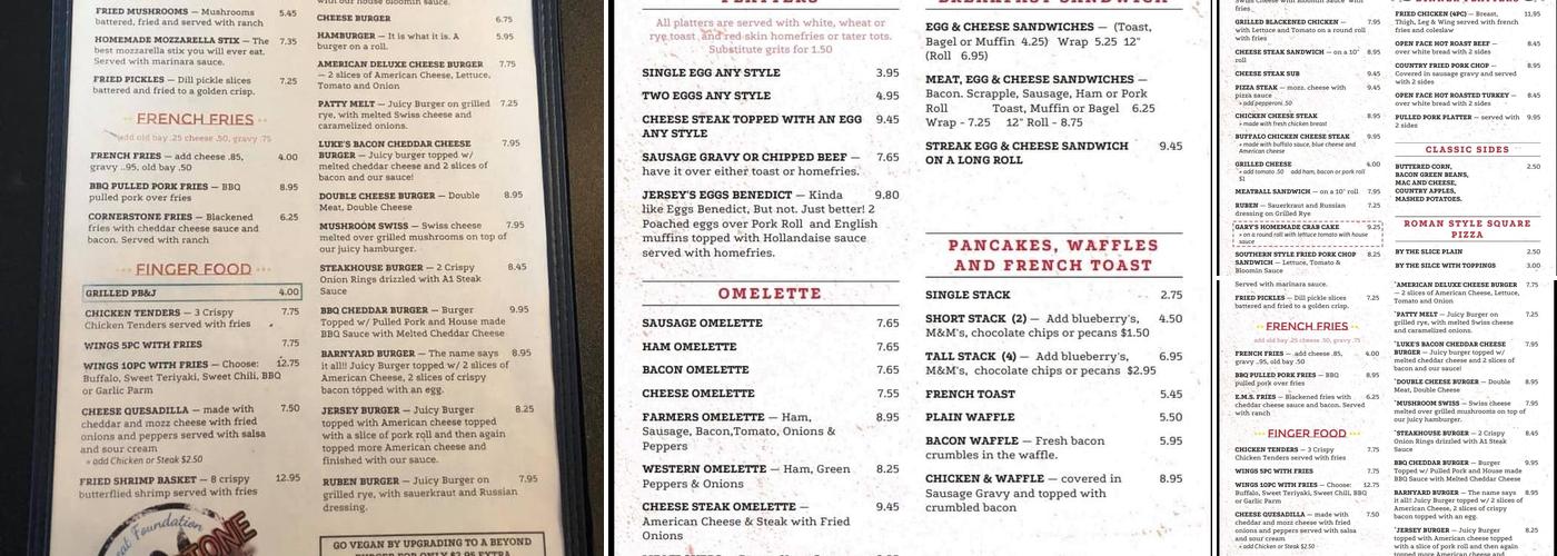 Cornerstone Grill Menu