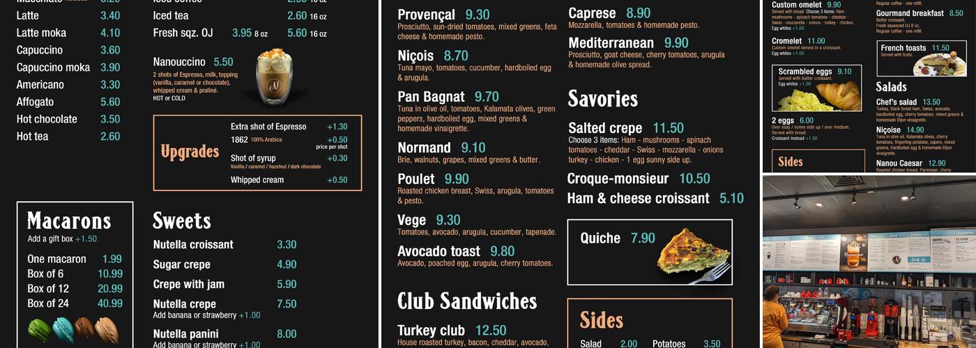 Nanou Ocean (Nanou French Bakery & Cafe) Menu