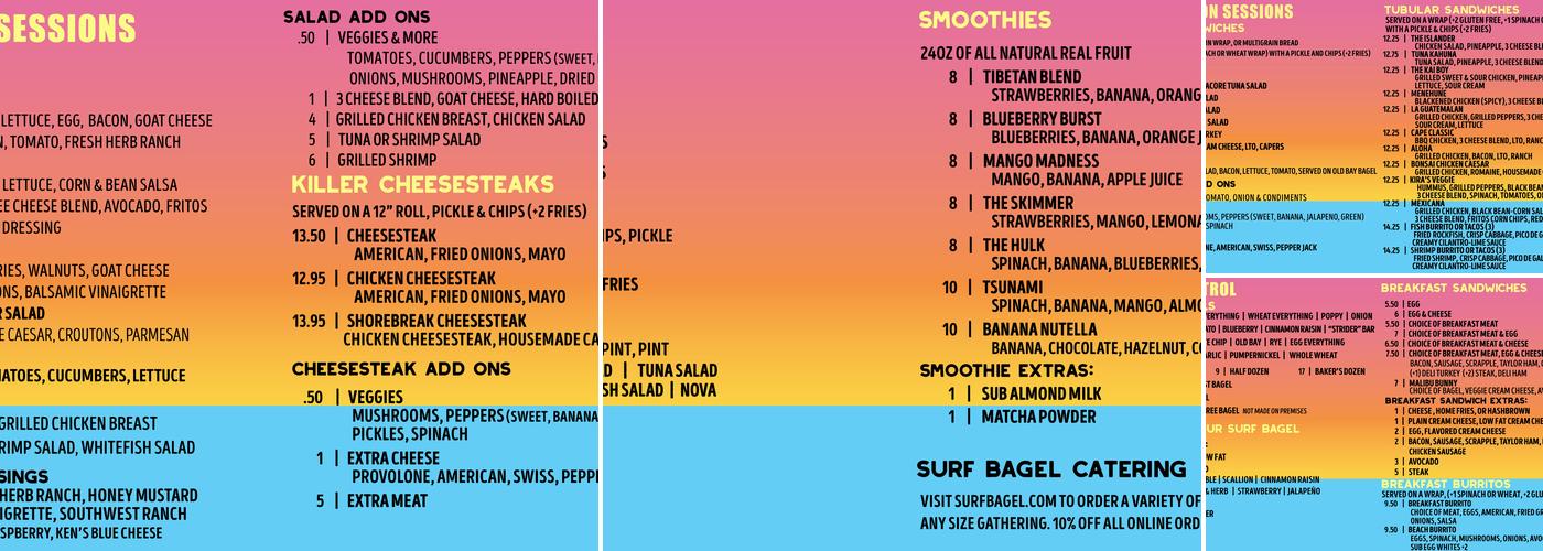 Surf Bagel Midway Menu