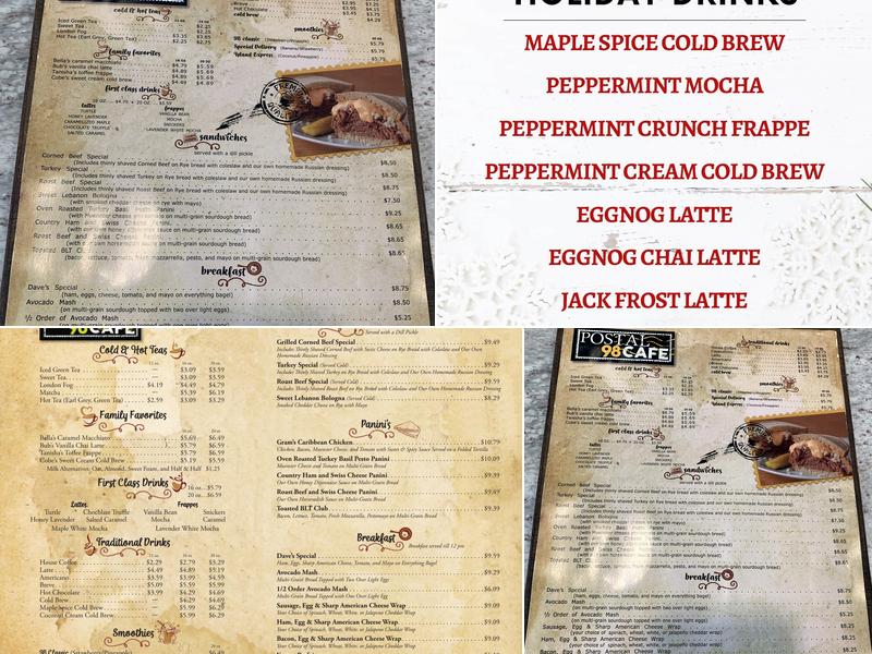 Postal 98 Cafe Menu