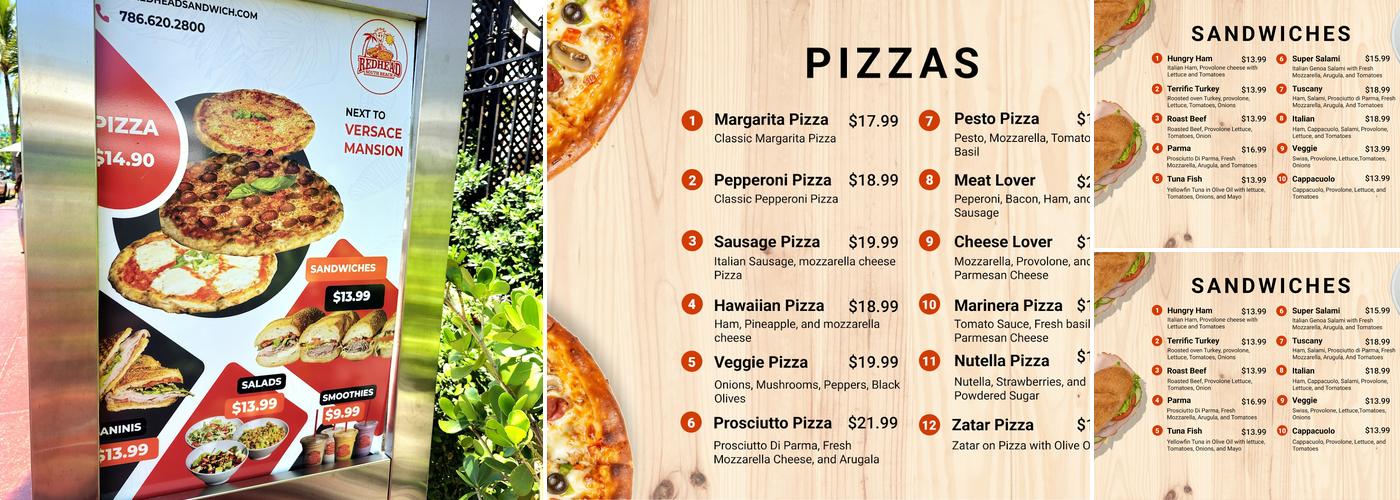 REDHEAD SUB N PIZZA Menu