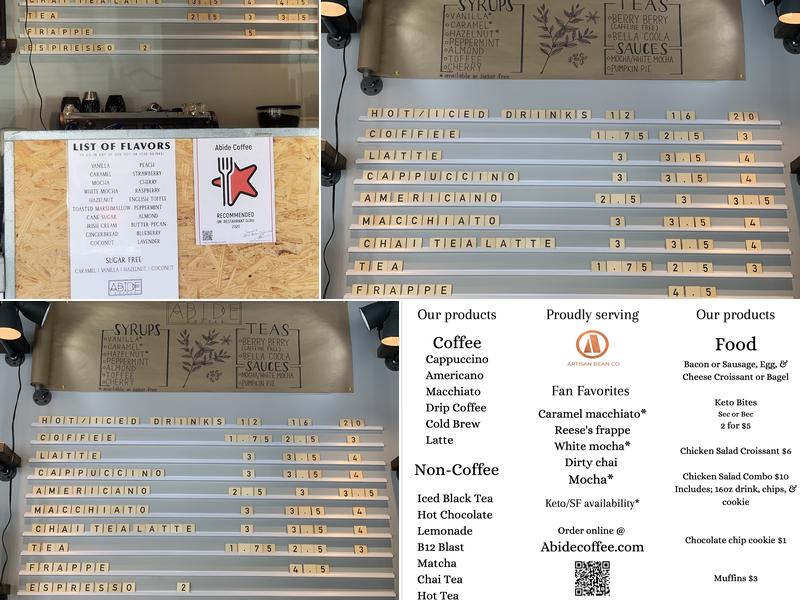 Abide Coffee Menu