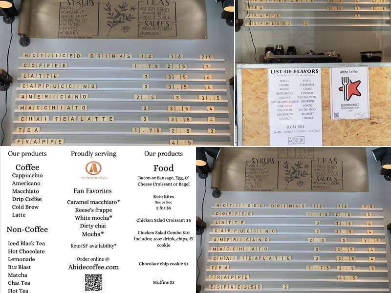 Abide Coffee Menu