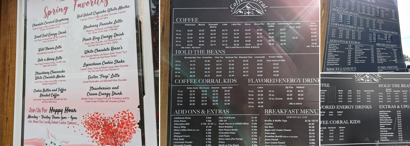 Coffee Corral Menu