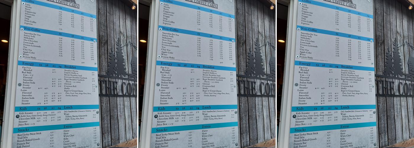 The Coffee Cabin Menu