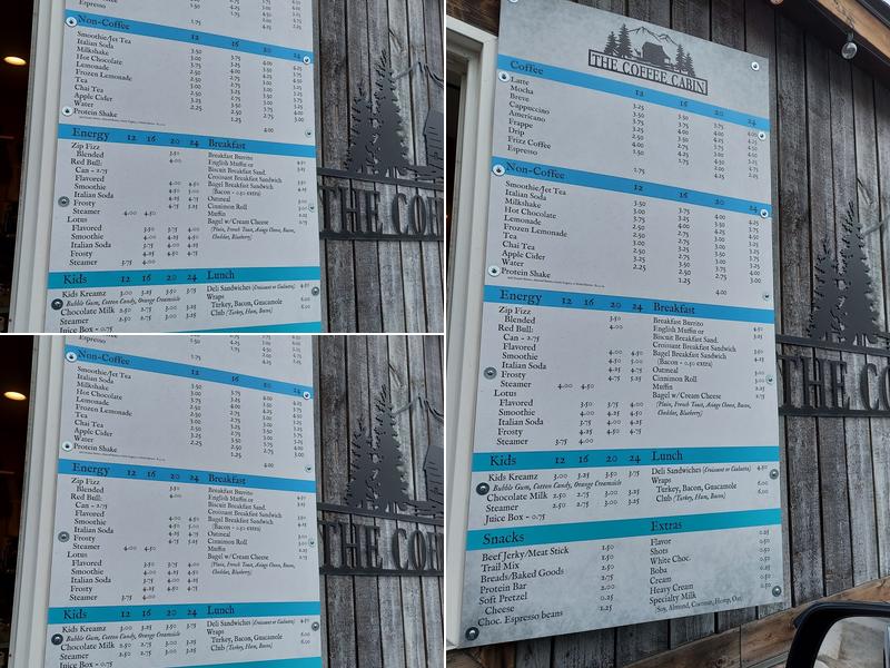 The Coffee Cabin Menu