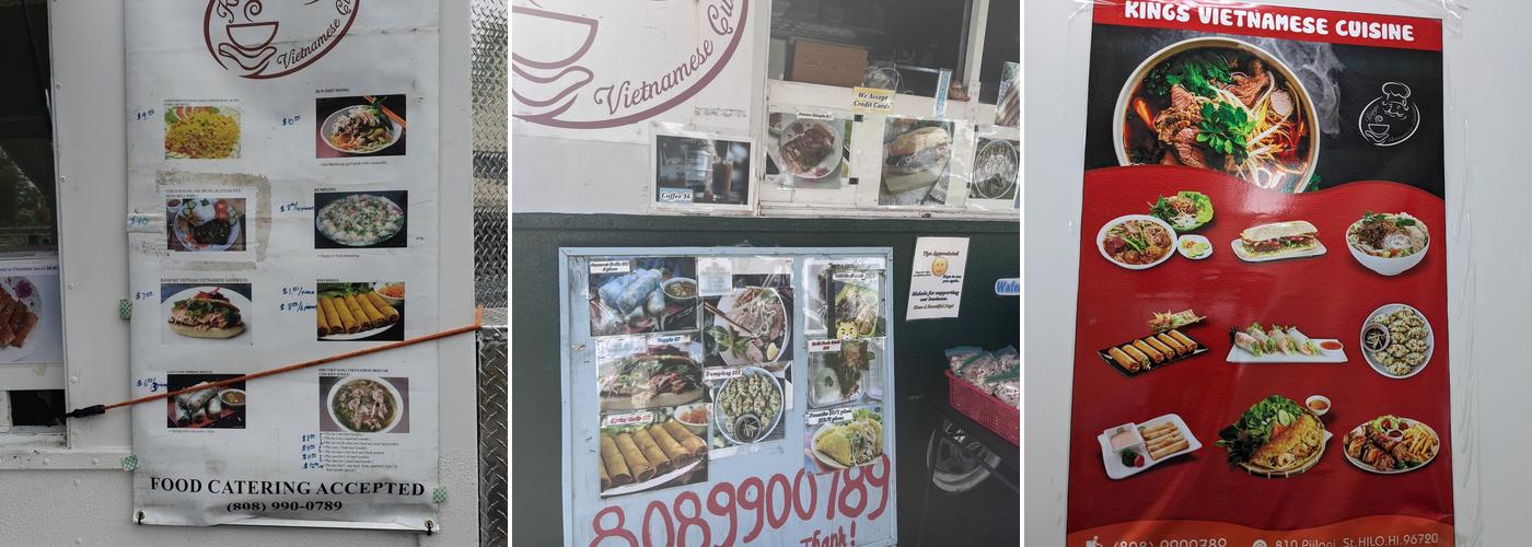 King's Vietnamese Cuisine Menu