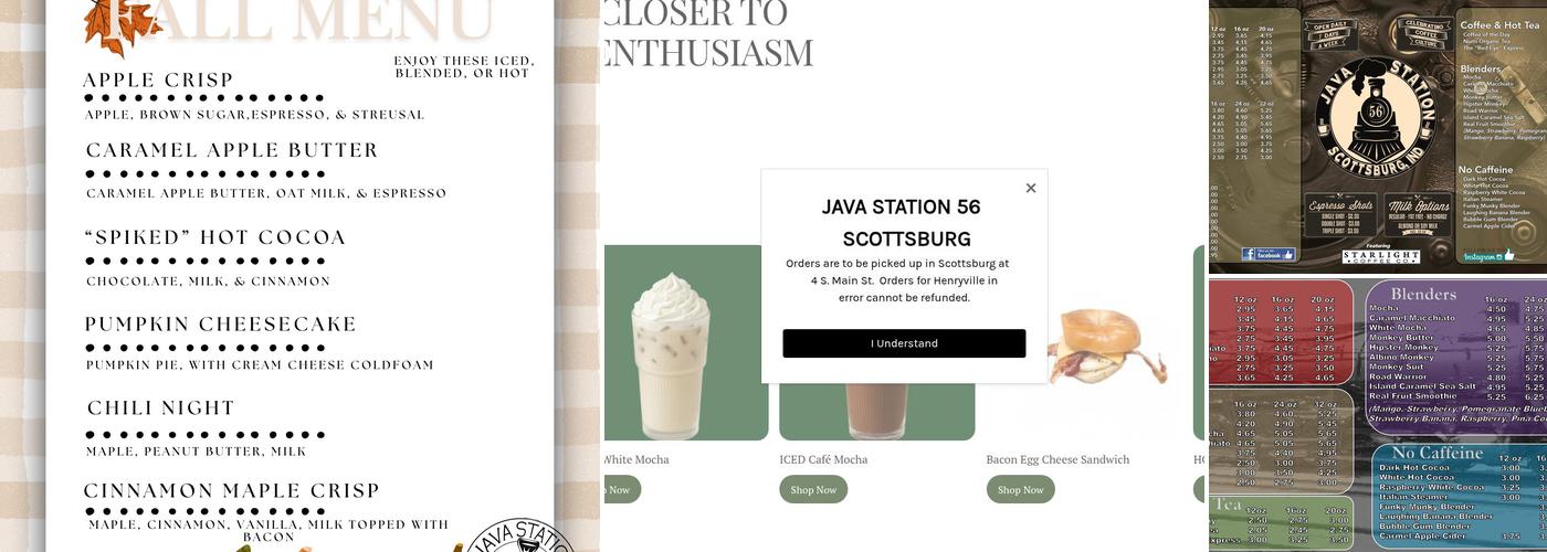 Java Station 56 Menu