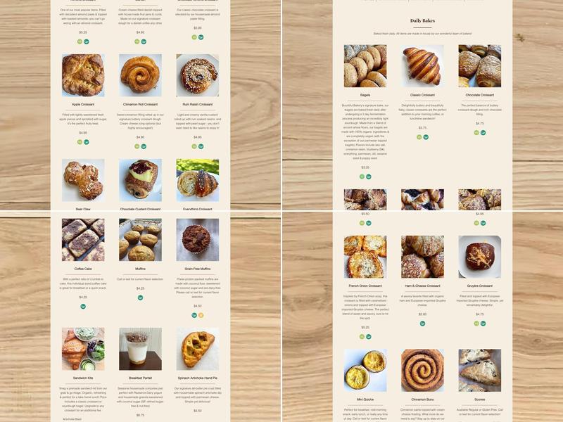 Bountiful Bakery Menu