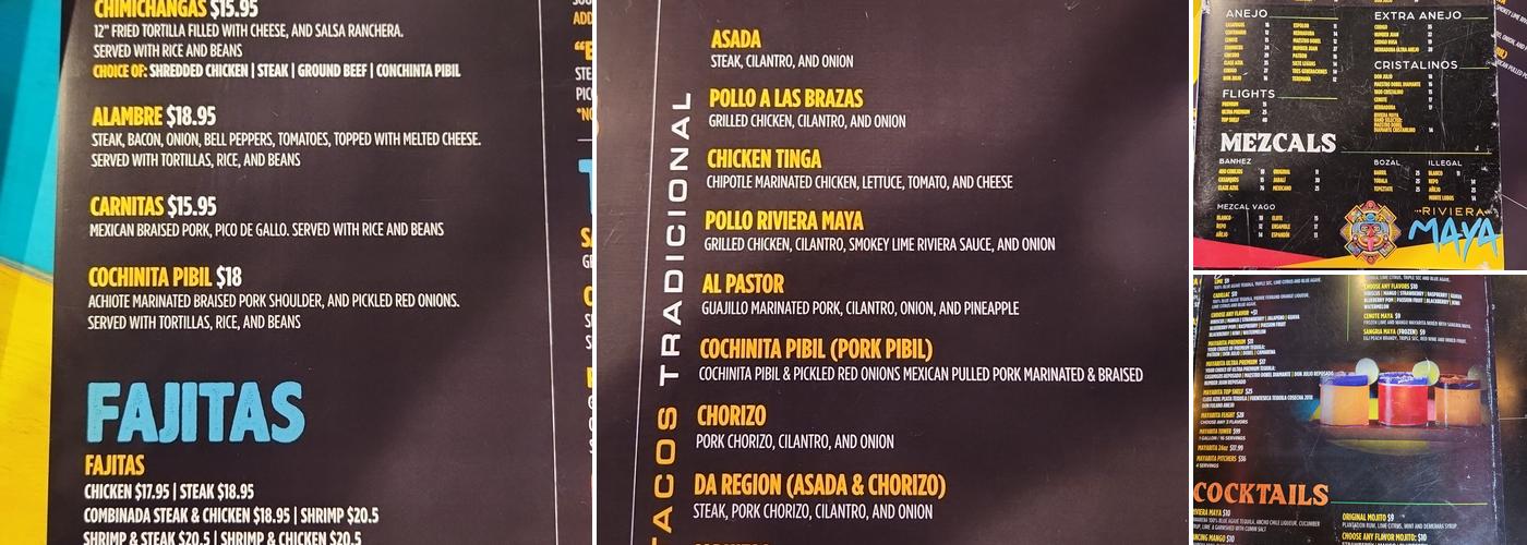 Riviera Maya Taco & Tequila Bar Menu