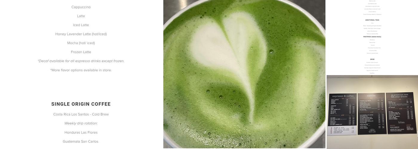 Evolve Coffee + Matcha Menu