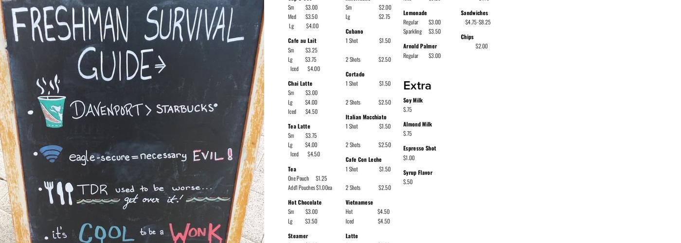 Davenport Coffee Lounge Menu