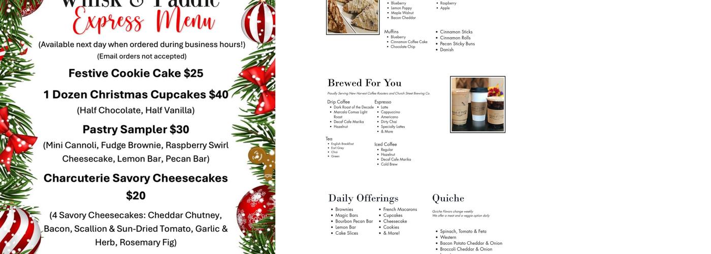 Whisk & Paddle Menu