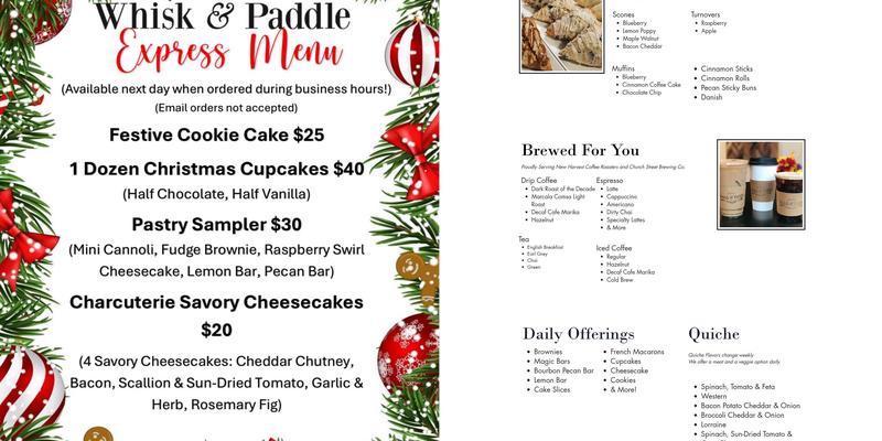 Whisk & Paddle Menu