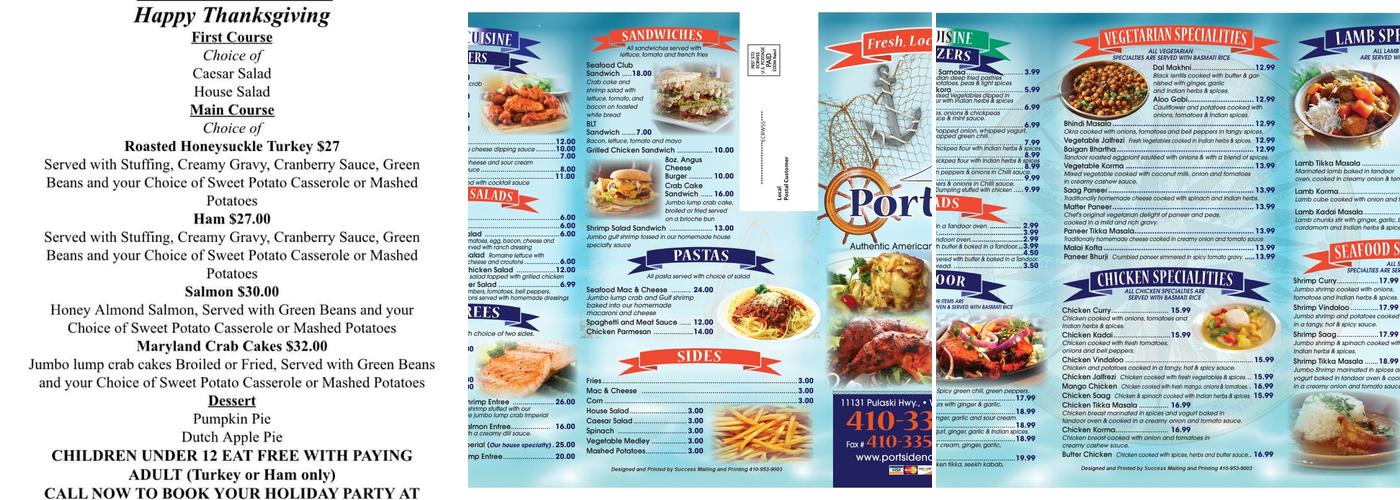 Port Side North Menu