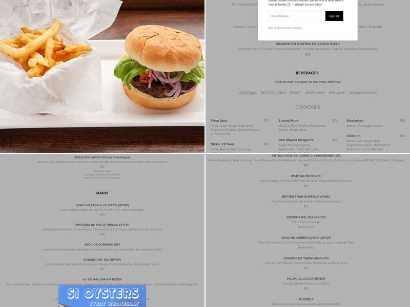 Tambo 22 Peruvian Kitchen & Bar Menu