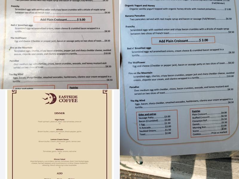 Eastside Coffee Menu