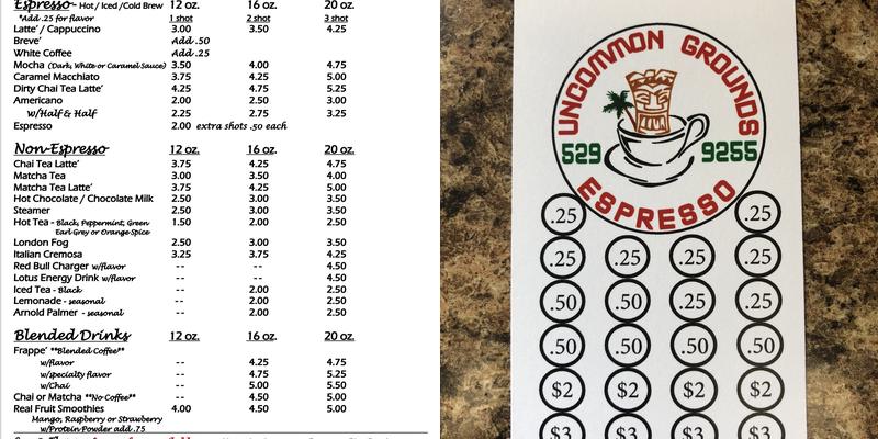 Uncommon Grounds Espresso Menu