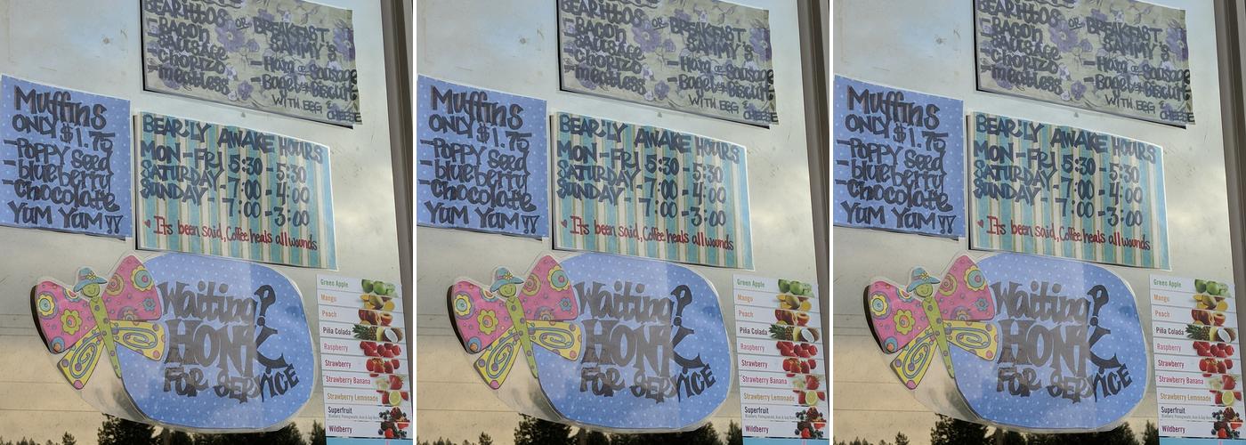 Bear'ly Awake Coffee Den Menu