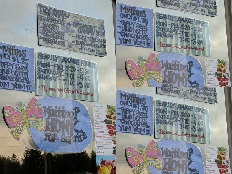 Bear'ly Awake Coffee Den Menu