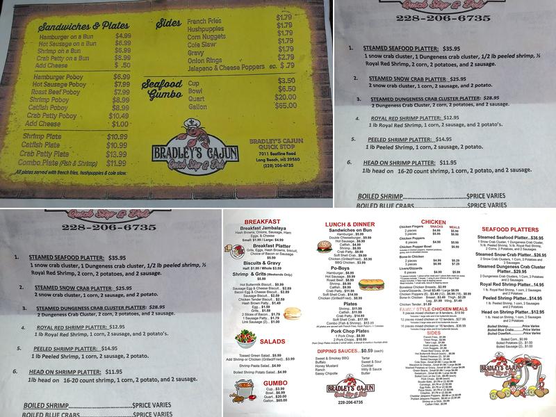 Bradleys Menu