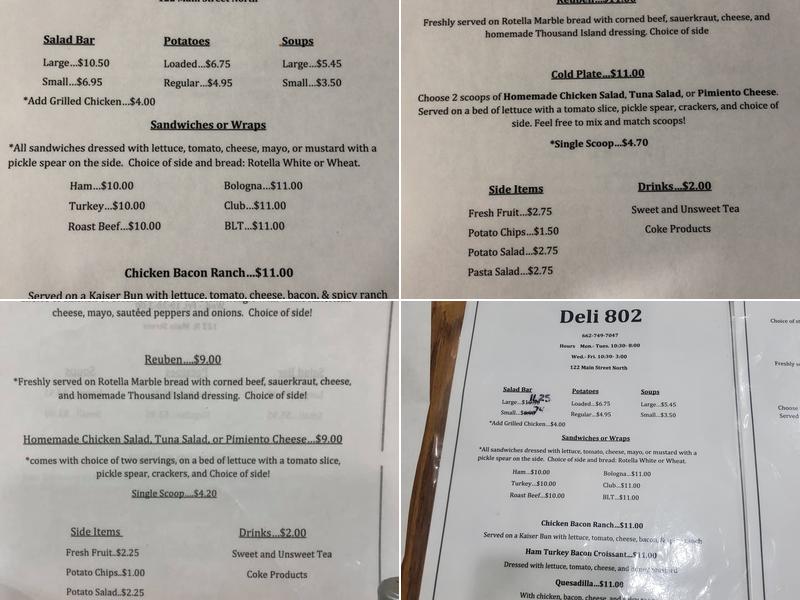 Deli 802 Menu