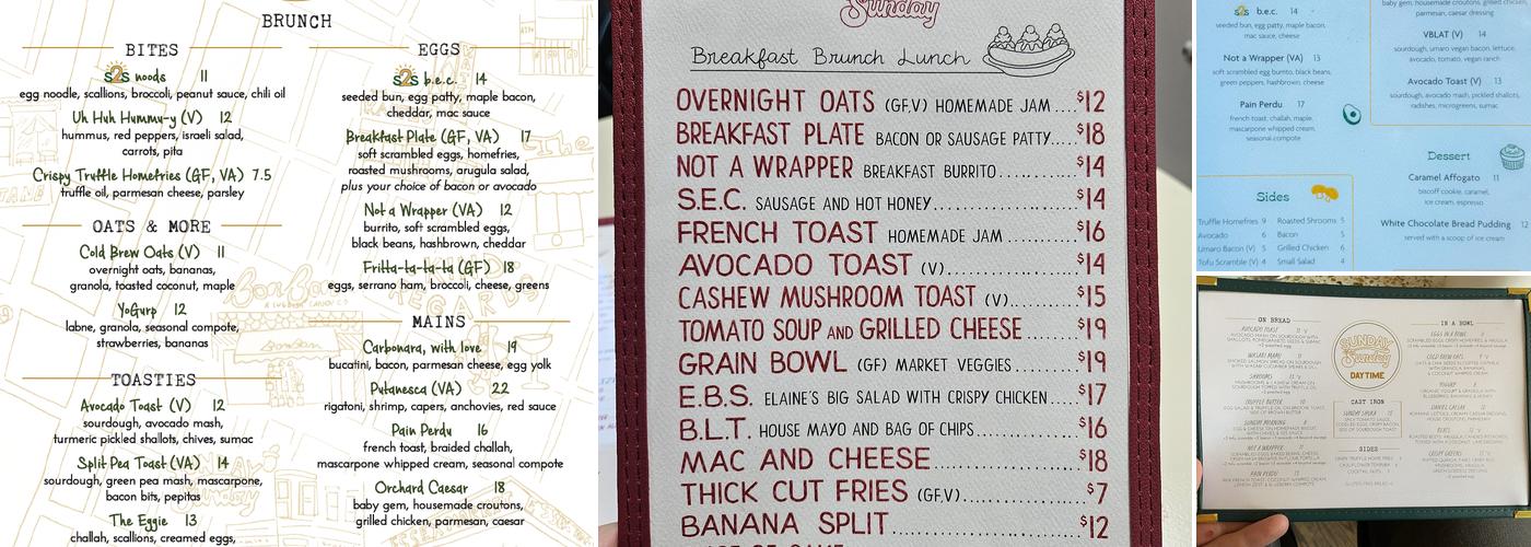 Sunday to Sunday Menu