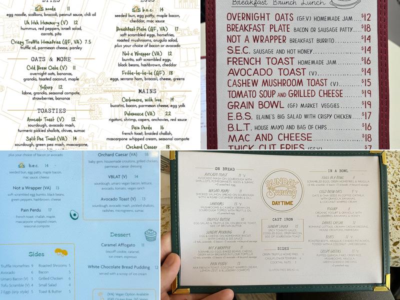 Sunday to Sunday Menu