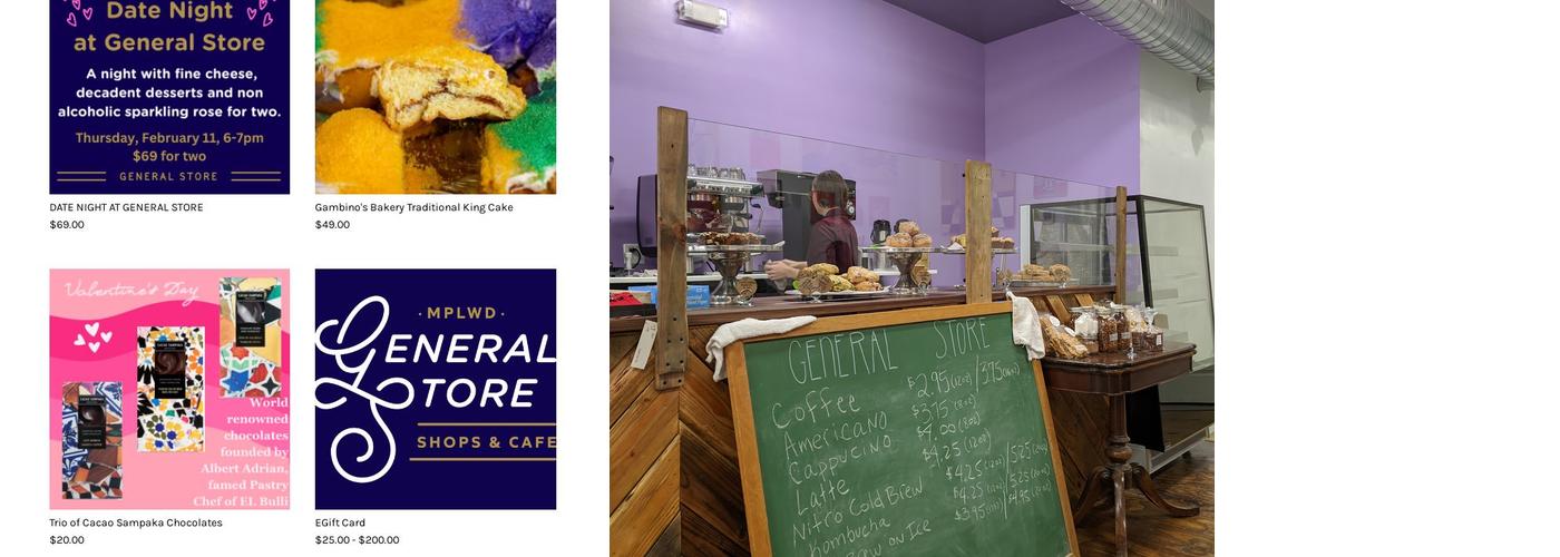 General Store Shops & Cafe Menu