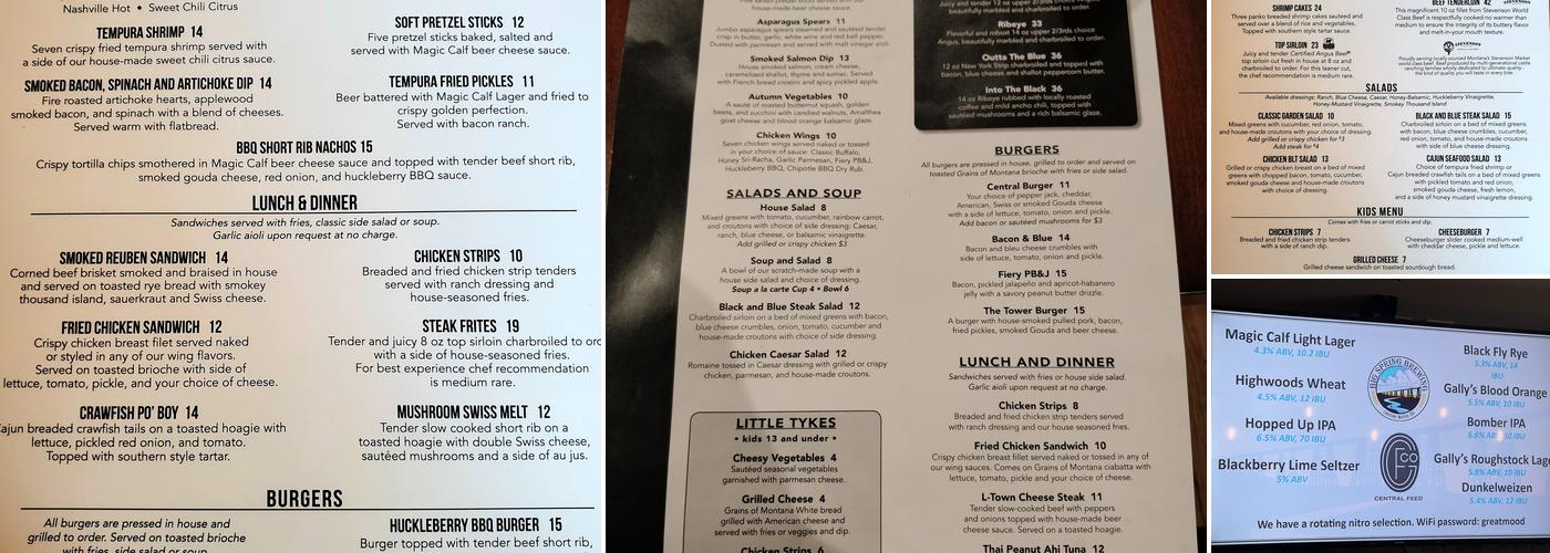 Central Feed Co./Big Spring Brewing Co. Menu