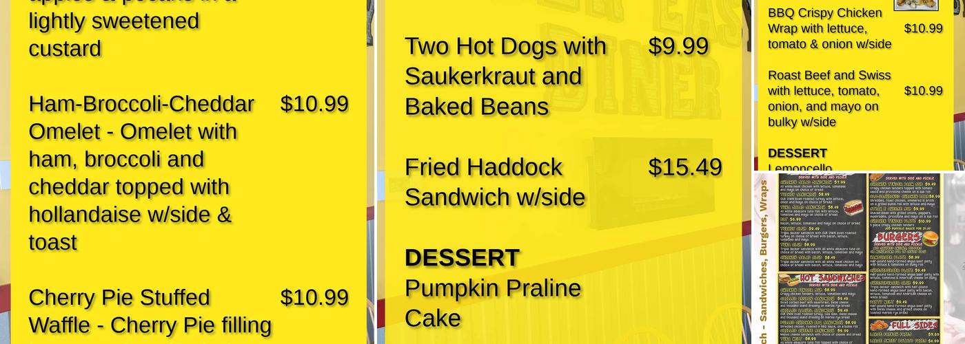 Ober Easy Diner Menu
